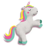 A plush white unicorn toy with rainbow mane and mint green hooves from elico unicorn dough collection