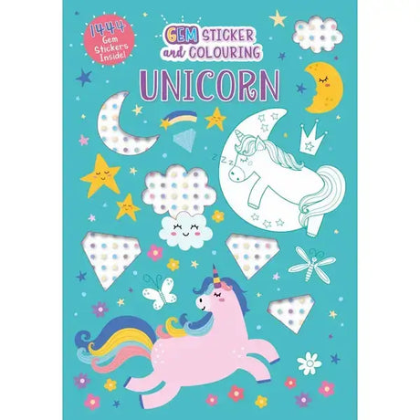 Pink unicorn gem sticker sheet from elico unicorn gem with rainbow mane and gem stickers for coloring fun