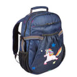 Navy blue elico unicorn rucksack with a colorful unicorn and stars perfect for school or casual use
