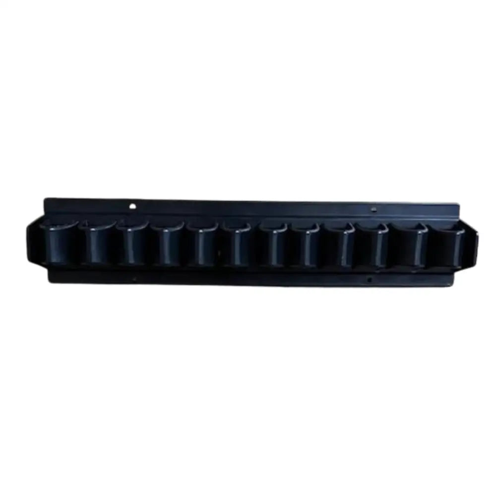 Black metal elico whip holder with ten cylindrical slots for shotgun shells whip holder black design