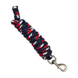 A navy blue red and white braided horse lead rope with silver swivel hook from the elico windermere lead rope line