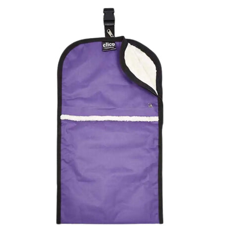Purple elico york bridle bag with black trim and white fleece lining for secure horse tack storage