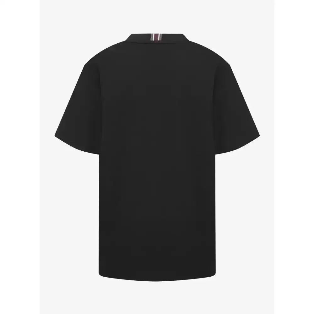 Black mens lemieux t-shirt with short sleeves and subtle striped detail at the neckline for young mens lemieux style