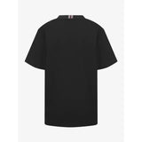 Black mens lemieux t-shirt with short sleeves and subtle striped detail at the neckline for young mens lemieux style