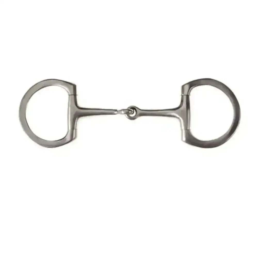Silver stainless steel english eggbutt snaffle with smooth polished finish and two circular rings at each end
