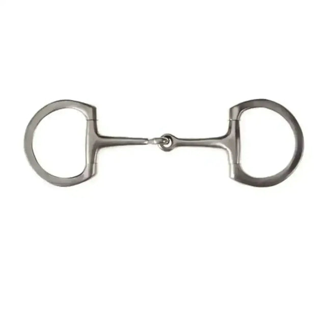 Silver stainless steel english eggbutt snaffle with smooth polished finish and two circular rings at each end