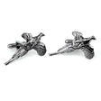 Silver-toned english made flying pheasant pewter cufflinks with detailed textured feathers and polished finish