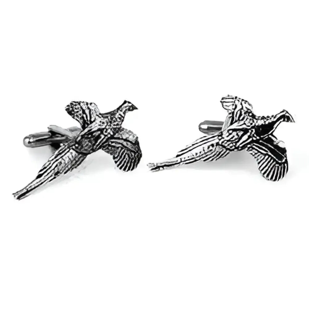 English Made Flying Pheasant Pewter Cufflinks Gifts