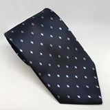 Equetech adult diamond navy blue silk riding tie with subtle light gray diamond shaped dots for showing