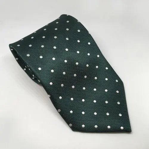 Equetech Adult Polka Dot Show Ties Bottle Green / White Riding Ties Barnstaple Equestrian Supplies