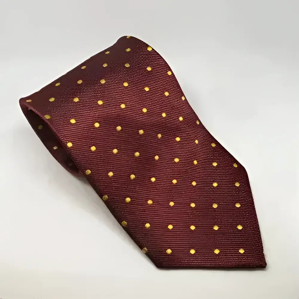 Equetech adult polka maroon silk riding tie with subtle gold polka dot pattern perfect for show events