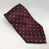 A maroon silk equetech adult polka show tie with white polka dots perfect for riding ties and polka dot ties