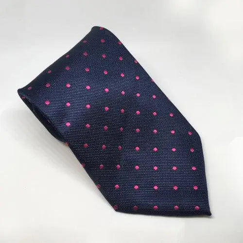 Equetech Adult Polka Dot Show Ties Navy / Cerise Riding Ties Barnstaple Equestrian Supplies