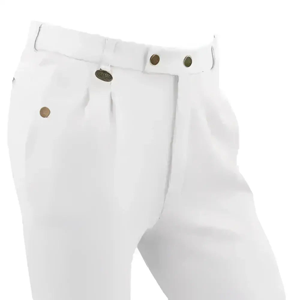 White pleated equetech boys breeches with brass buttons perfect boys breeches casual style for riding