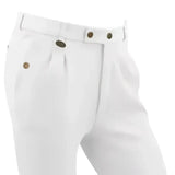 White pleated equetech boys breeches with brass buttons perfect boys breeches casual style for riding