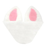 White plush equetech bunny horse ear bonnet with pink inner linings for a rabbit horse ear look