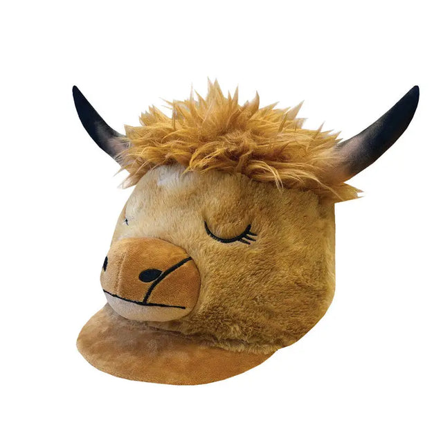 Equetech Childs Heather Highland Cow Hat Silk Brown Novelty Riding Hat Covers