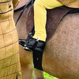 Black leather equetech childs jodhpur clips boot with silver metal stirrup hardware for riding use