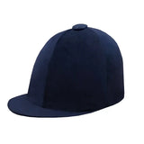 Navy blue equetech childs premium velvet show hat silk with smooth padded finish and rounded crown with small button