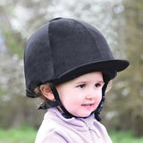 Black suede equetech childs premium velvet show hat silk with adjustable straps for comfortable fit