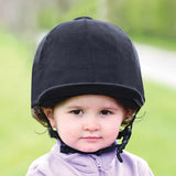 Black suede equetech childs premium velvet show hat silk with adjustable straps for riding safety and style