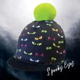 Equetech Childs Spooky Eyes Pom Hat Silk Novelty Riding Hat Covers
