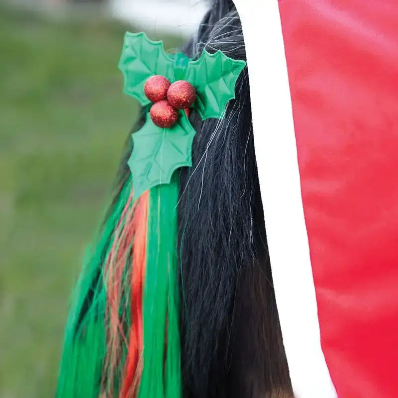 Equetech Christmas Holly Festive Christmas Tail Tassel Green One size Tail Tassels