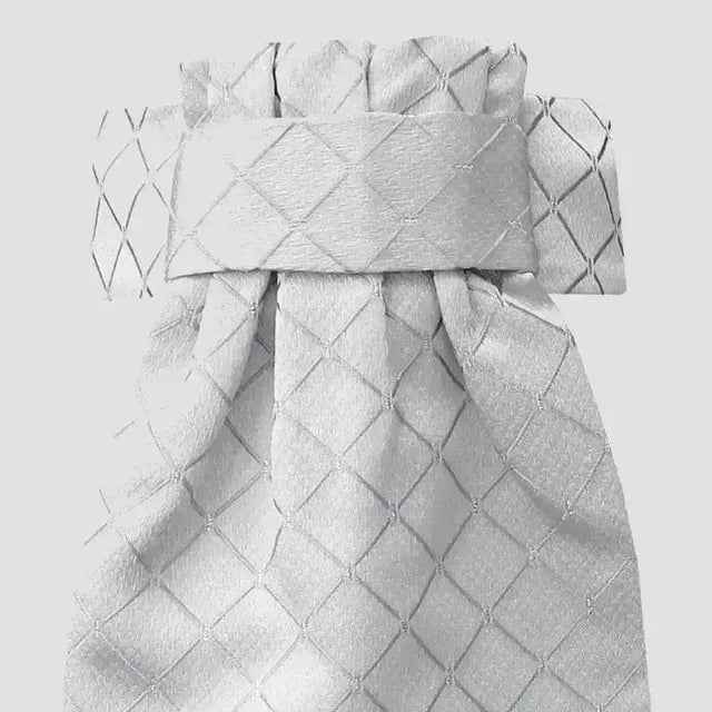 Silver-toned equetech deluxe ready-tied stocks diamond jacquard fabric with subtle quilting and structured bow detail