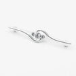 Silver equetech deluxe twist stock pin with wavy design and three clear crystals for stylish wear