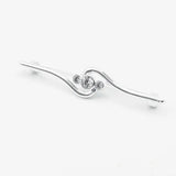 Silver equetech deluxe twist stock pin with wavy design and three clear crystals for stylish wear
