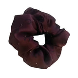 Equetech hair scrunchie in dark burgundy with small white dots perfect as a hair scrunchie horseshoes accessory