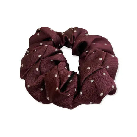 Equetech Hair Scrunchie Pin Spot Maroon/ White Hair Scrunchies Barnstaple Equestrian Supplies