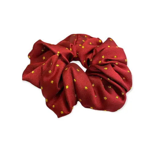 Equetech Hair Scrunchie Pin Spot Red/ Metallic Gold Hair Scrunchies