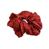 Equetech Hair Scrunchie Pin Spot Red/ Metallic Gold Hair Scrunchies Barnstaple Equestrian Supplies