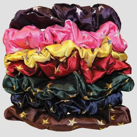 Equetech Hair Scrunchie Stars Fuchsia / Metalic Silver stars Hair Scrunchies