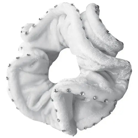 Equetech Hair Scrunchie Velvet White / Crystal Hair Scrunchies Barnstaple Equestrian Supplies