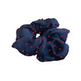 Navy blue equetech hair scrunchies with red polka dots perfect for stylish hair scrunchies polka fans