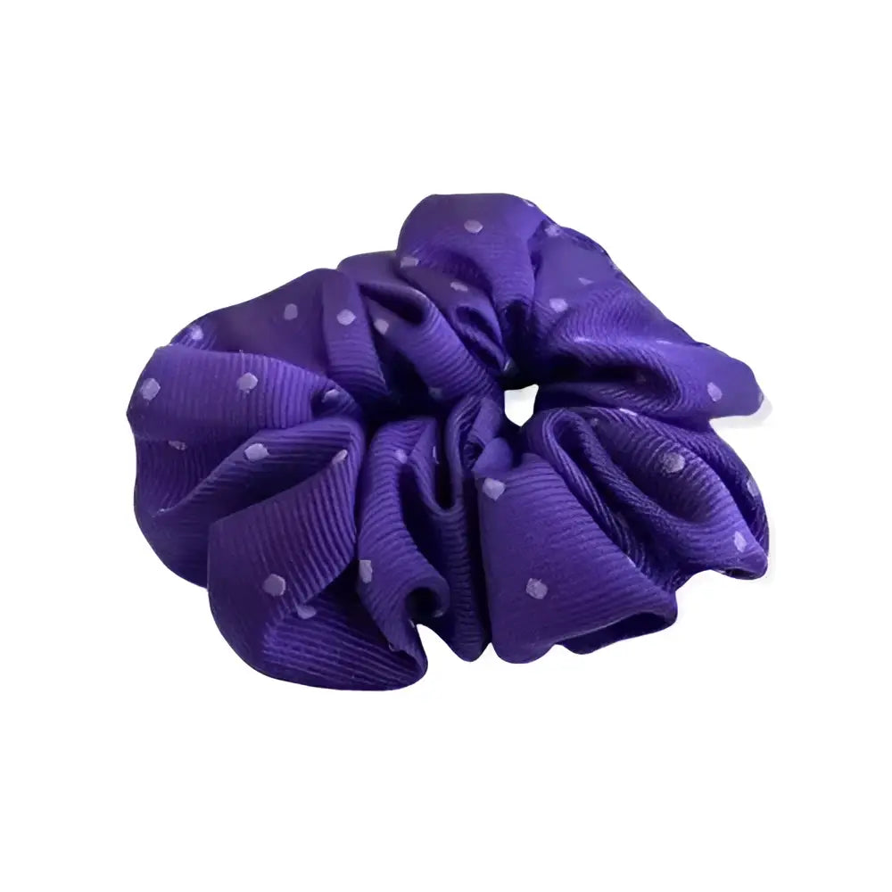 Equetech hair scrunchies purple fabric with small white polka dots perfect as hair scrunchies polka style accessory