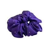 Equetech hair scrunchies purple fabric with small white polka dots perfect as hair scrunchies polka style accessory