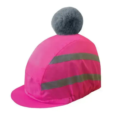 Equetech Hi-Vis Vision Deluxe Pom Hat Silk Flo Pink 