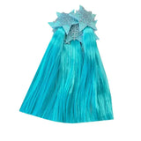 Turquoise synthetic equetech icicle horse mane tassels with glittery star clips for horse mane styling