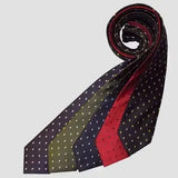 A set of equetech junior diamond silk ties in navy olive blue and red with subtle polka dots for junior diamond showing