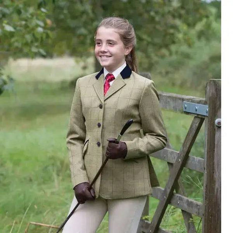 Equetech Junior Foxbury Deluxe Tweed Riding Jackets 28&quot; Equetech Show Jackets Barnstaple Equestrian Supplies