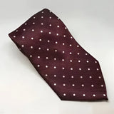 A maroon silk equetech junior polka dot tie with light pink polka dots, perfect junior polka dot ties option