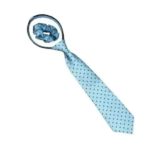 Equetech Junior Polka Dot Zipper Tie Light Blue / Navy Riding Ties