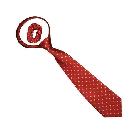 Equetech Junior Polka Dot Zipper Tie-Red / Gold-Riding Ties-Equetech-Barnstaple Equestrian Supplies Tack Shop