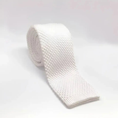 White mesh fabric roll showing textured woven pattern for equetech knitted competition ties with white knitted design