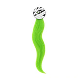 A vibrant neon green synthetic equetech mummy mayhem horse tail tassel with a circular mummy-themed decorative cap