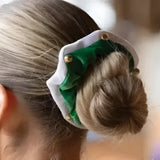 Equetech new christmas bells hair scrunchie green and white velvet festive christmas with gold-colored metal beads