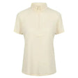 Cream-colored short-sleeved equetech parade show-time polo shirt with collar and front zipper for junior parade show-time events